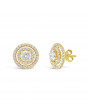 3 Row Diamond Pave Set Earrings In 18ct Yellow Gold. Tdw 1.10ct
